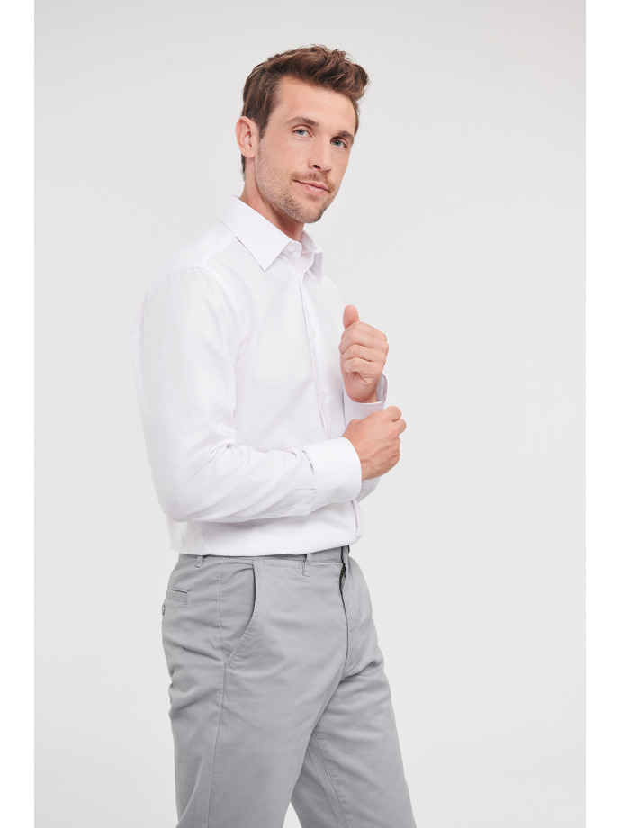 Vanity Fair Lingerie Men's Long Sleeve Tailored Oxford Shirt White 3