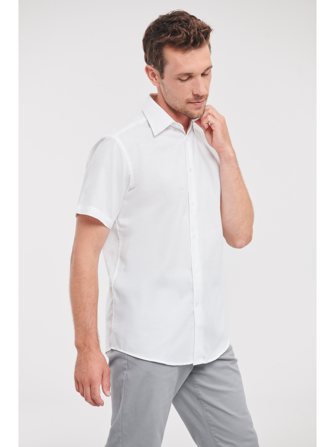 Vanity Fair Lingerie Men's Short Sleeve Tailored Oxford Shirt White 3