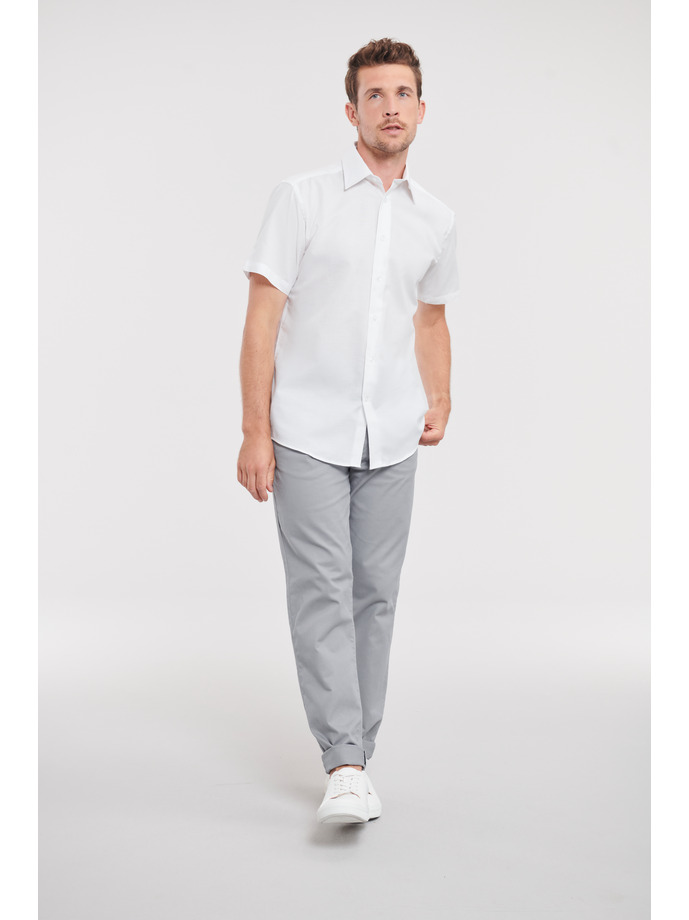 Vanity Fair Lingerie Men's Short Sleeve Tailored Oxford Shirt White 4