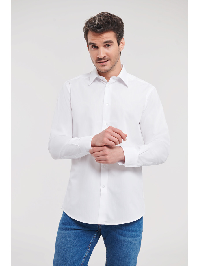 Vanity Fair Lingerie Men's Long Sleeve Tailored Polycotton Poplin Shirt White 1