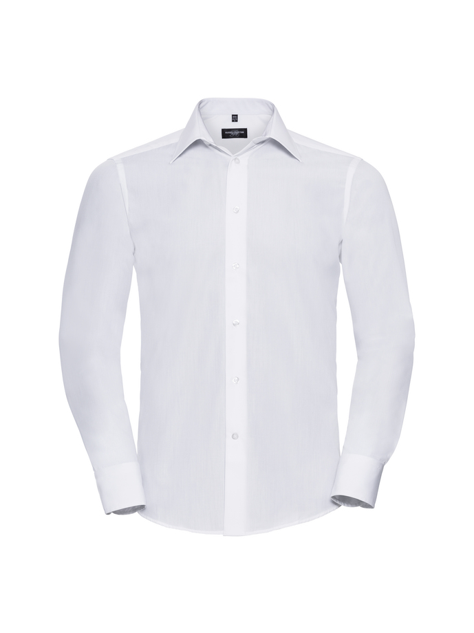Vanity Fair Lingerie Men's Long Sleeve Tailored Polycotton Poplin Shirt White 5