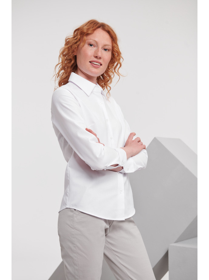Vanity Fair Lingerie Ladies' Long Sleeve Tailored Oxford Shirt White 1