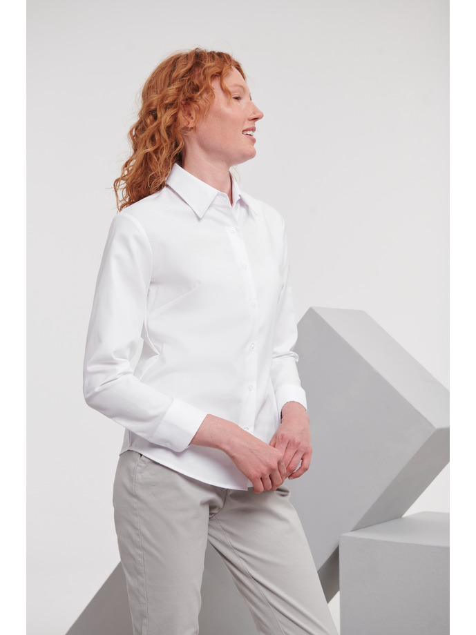Vanity Fair Lingerie Ladies' Long Sleeve Tailored Oxford Shirt White 3