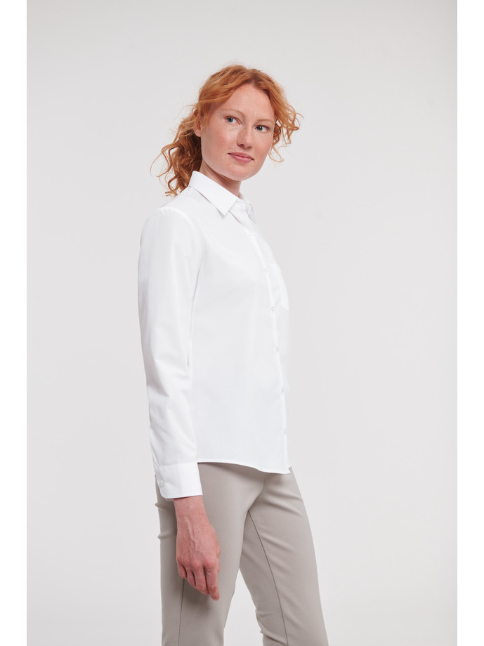 Vanity Fair Lingerie Ladies' Long Sleeve Classic Polycotton Poplin Shirt White 3