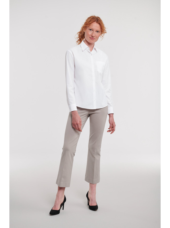 Vanity Fair Lingerie Ladies' Long Sleeve Classic Polycotton Poplin Shirt White 4