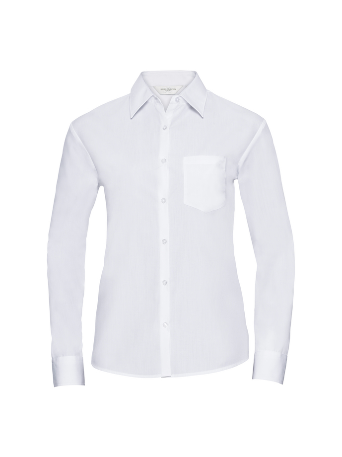 Vanity Fair Lingerie Ladies' Long Sleeve Classic Polycotton Poplin Shirt White 5