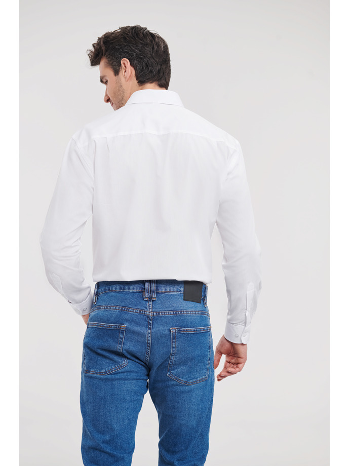 Vanity Fair Lingerie Men's Long Sleeve Classic Polycotton Poplin Shirt White 2