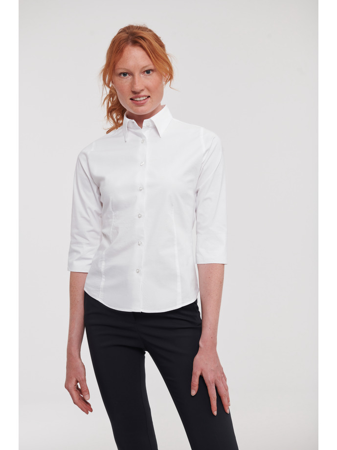 Vanity Fair Lingerie Ladies' 3/4 Sleeve Fitted Stretch Shirt White 1