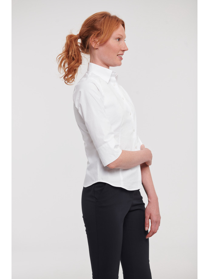 Vanity Fair Lingerie Ladies' 3/4 Sleeve Fitted Stretch Shirt White 3