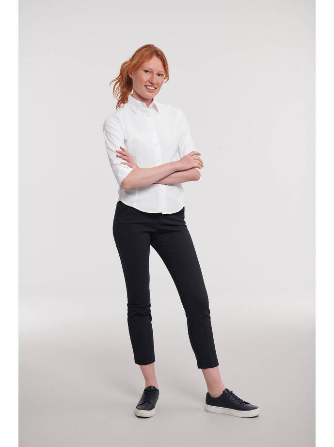 Vanity Fair Lingerie Ladies' 3/4 Sleeve Fitted Stretch Shirt White 4