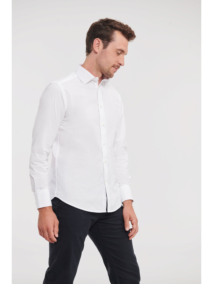 Vanity Fair Lingerie Men's Long Sleeve Fitted Stretch Shirt White 3