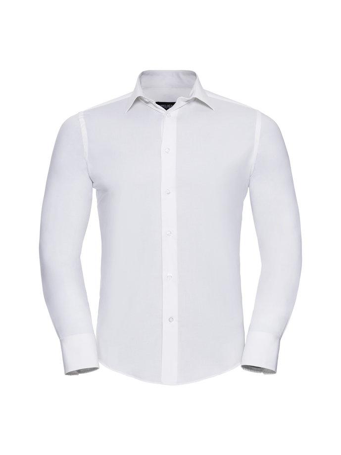 Vanity Fair Lingerie Men's Long Sleeve Fitted Stretch Shirt White 5