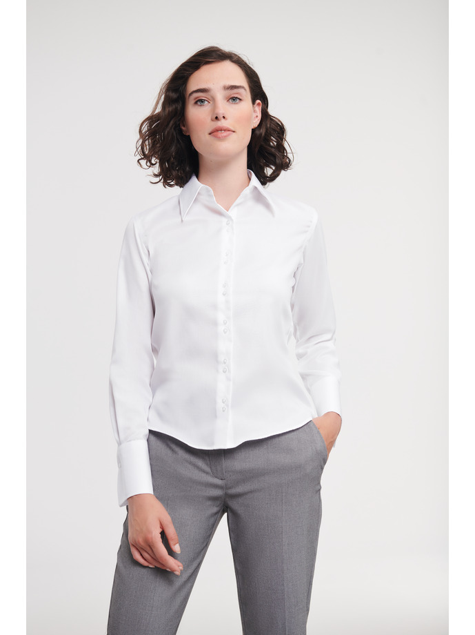 Vanity Fair Lingerie Ladies' Long Sleeve Tailored Ultimate Non-Iron Shirt White 1