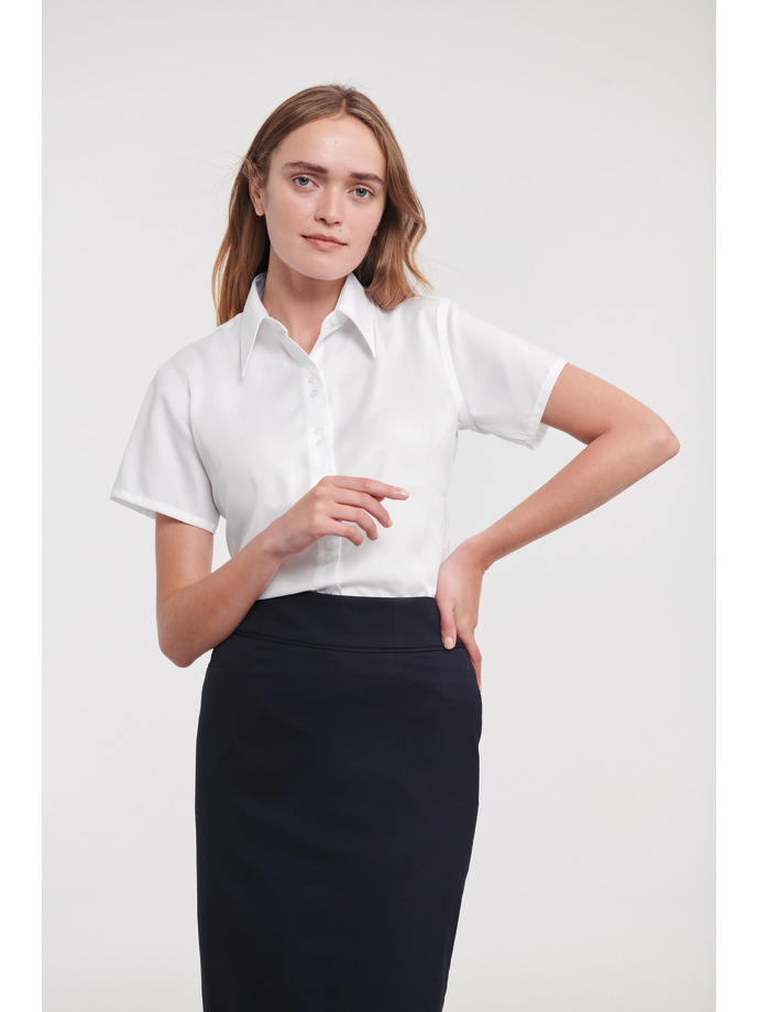 Vanity Fair Lingerie Ladies' Short Sleeve Tailored Ultimate Non-Iron Shirt White 1
