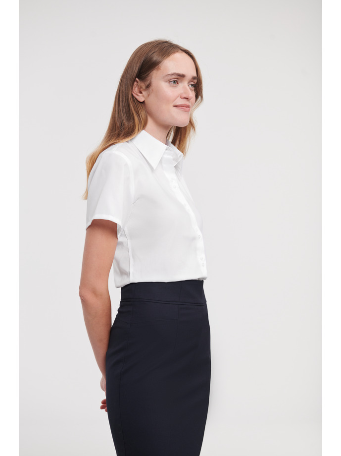 Vanity Fair Lingerie Ladies' Short Sleeve Tailored Ultimate Non-Iron Shirt White 3