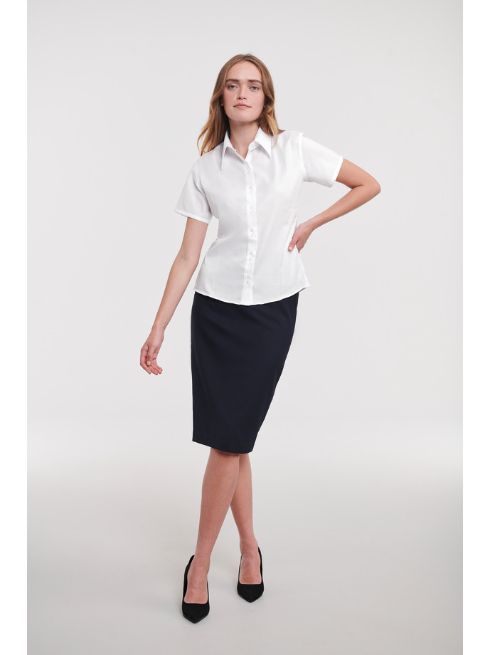 Vanity Fair Lingerie Ladies' Short Sleeve Tailored Ultimate Non-Iron Shirt White 4