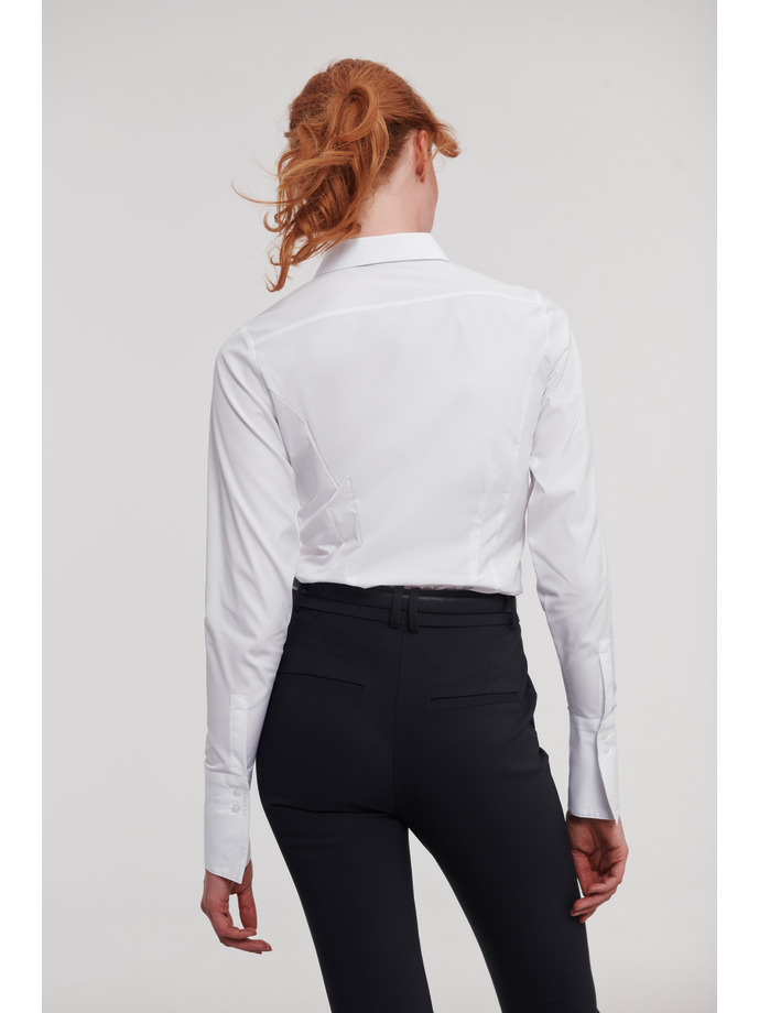 Vanity Fair Lingerie Ladies' Long Sleeve Fitted Ultimate Stretch Shirt White 2