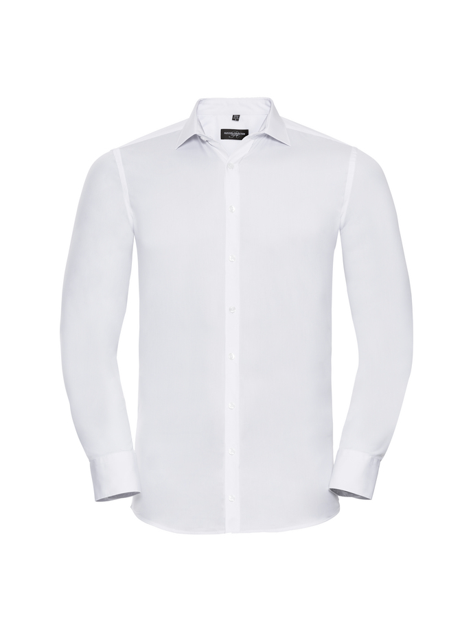 Vanity Fair Lingerie Men's Long Sleeve Fitted Ultimate Stretch Shirt White 5