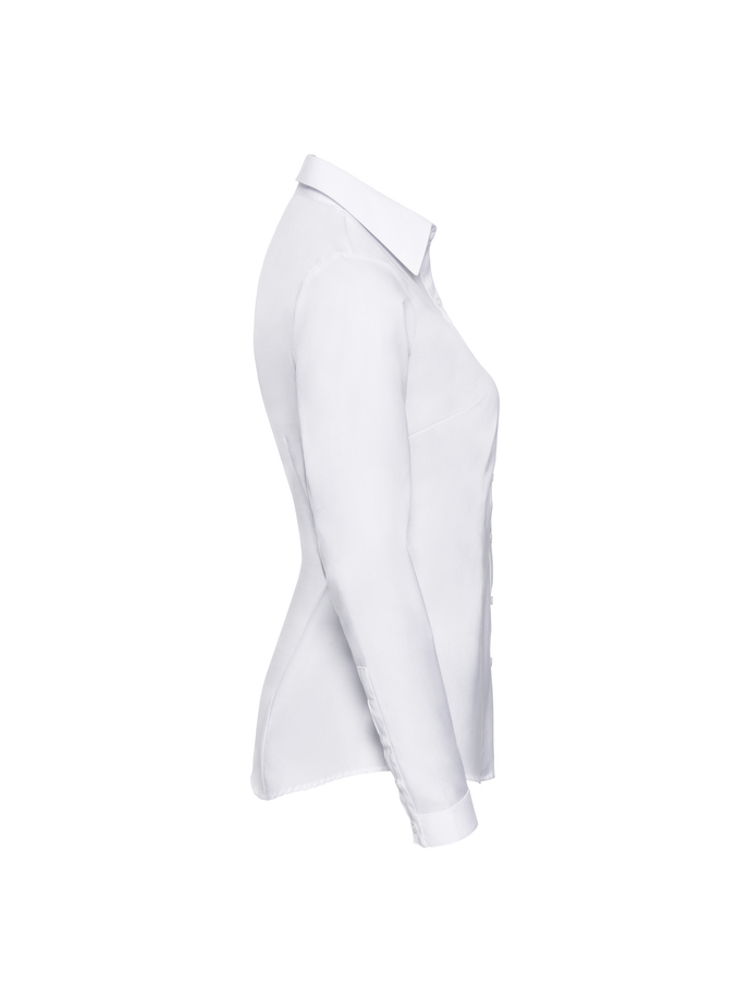 Vanity Fair Lingerie Ladies' Long Sleeve Tailored Herringbone Shirt White 7
