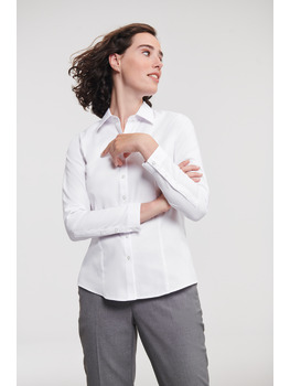 Ladies' Long Sleeve Tailored Herringbone Shirt