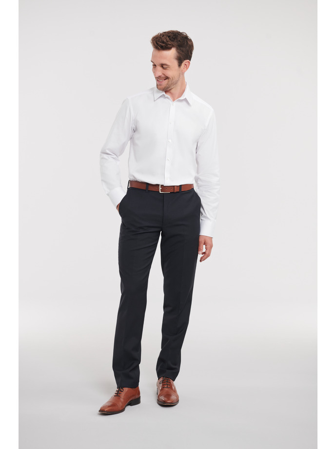 Vanity Fair Lingerie Men's Long Sleeve Tailored Herringbone Shirt White 4