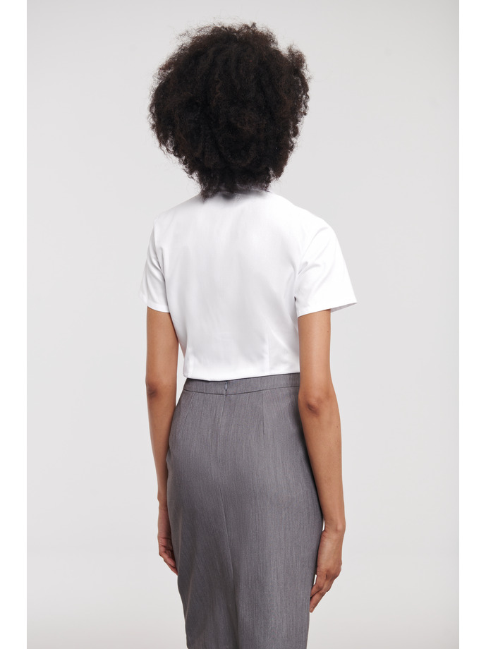 Vanity Fair Lingerie Ladies' Short Sleeve Tailored Herringbone Shirt White 2