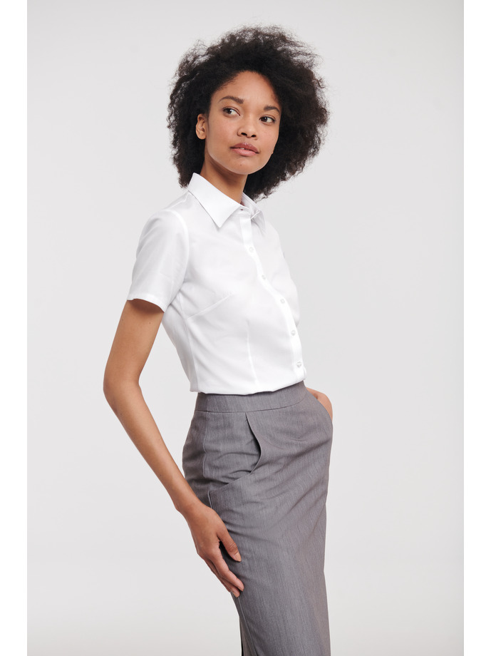 Vanity Fair Lingerie Ladies' Short Sleeve Tailored Herringbone Shirt White 3