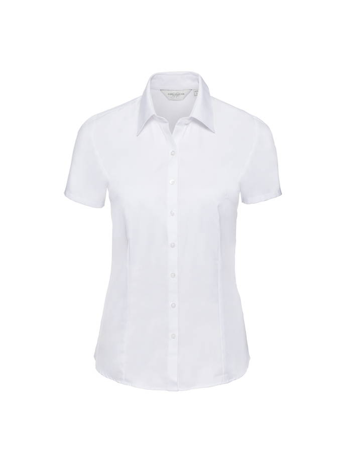 Vanity Fair Lingerie Ladies' Short Sleeve Tailored Herringbone Shirt White 5