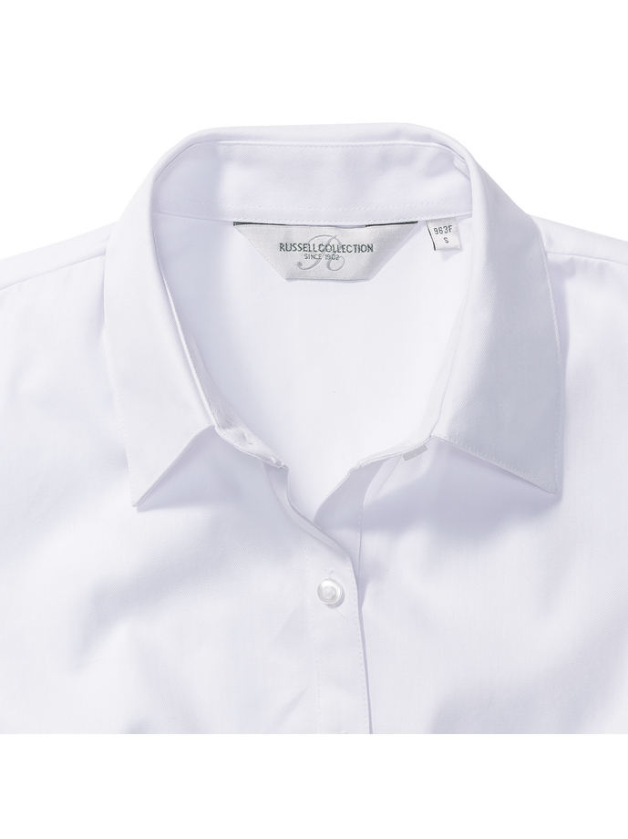 Vanity Fair Lingerie Ladies' Short Sleeve Tailored Herringbone Shirt White 9