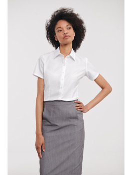 Ladies' Short Sleeve Tailored Herringbone Shirt