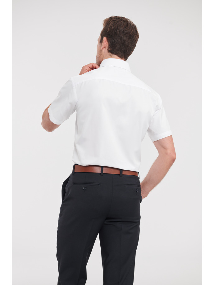 Vanity Fair Lingerie Men's Short Sleeve Tailored Herringbone Shirt White 2