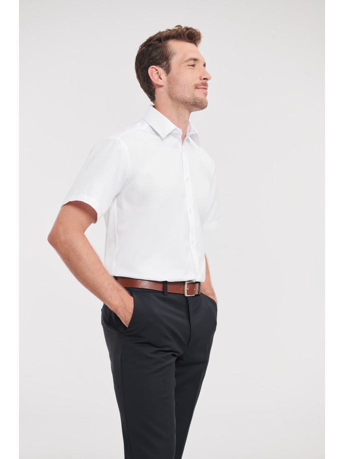 Vanity Fair Lingerie Men's Short Sleeve Tailored Herringbone Shirt White 3