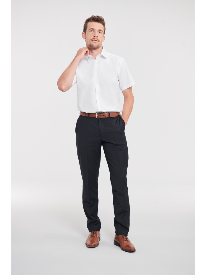 Vanity Fair Lingerie Men's Short Sleeve Tailored Herringbone Shirt White 4