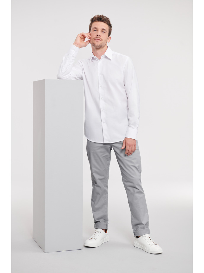 Vanity Fair Lingerie Men's Long Sleeve Tailored Oxford Shirt White 4