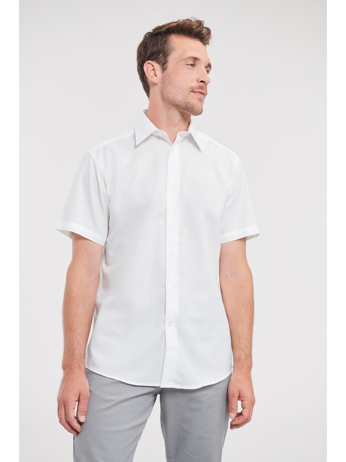 Vanity Fair Lingerie Men's Short Sleeve Tailored Oxford Shirt White 1