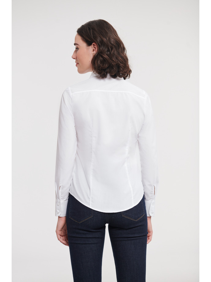 Vanity Fair Lingerie Ladies' Long Sleeve Fitted Polycotton Poplin Shirt White 2