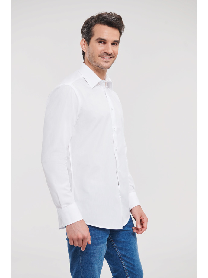 Vanity Fair Lingerie Men's Long Sleeve Tailored Polycotton Poplin Shirt White 3