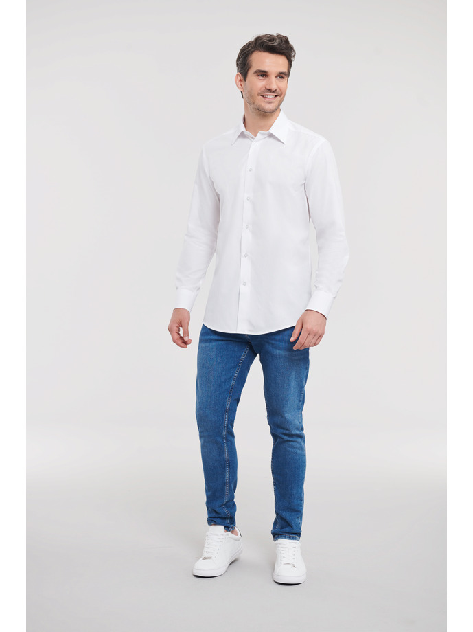 Vanity Fair Lingerie Men's Long Sleeve Tailored Polycotton Poplin Shirt White 4