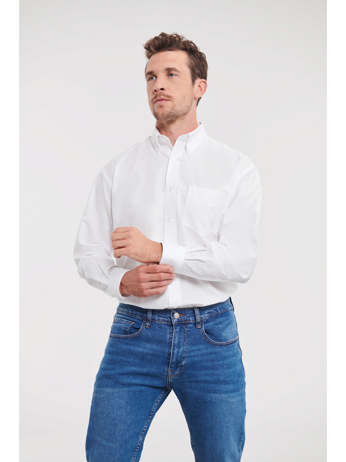 Vanity Fair Lingerie Men's Long Sleeve Classic Oxford Shirt White 1