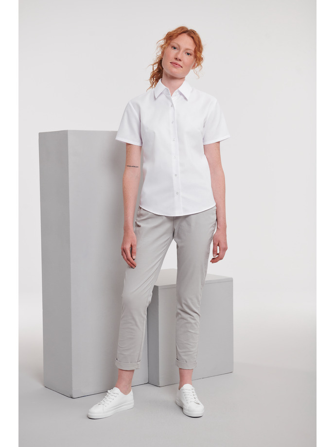 Vanity Fair Lingerie Ladies' Short Sleeve Tailored Oxford Shirt White 4