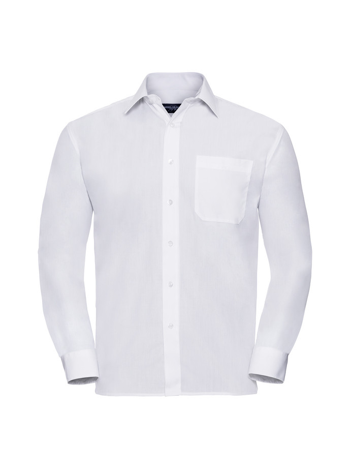 Vanity Fair Lingerie Men's Long Sleeve Classic Polycotton Poplin Shirt White 5