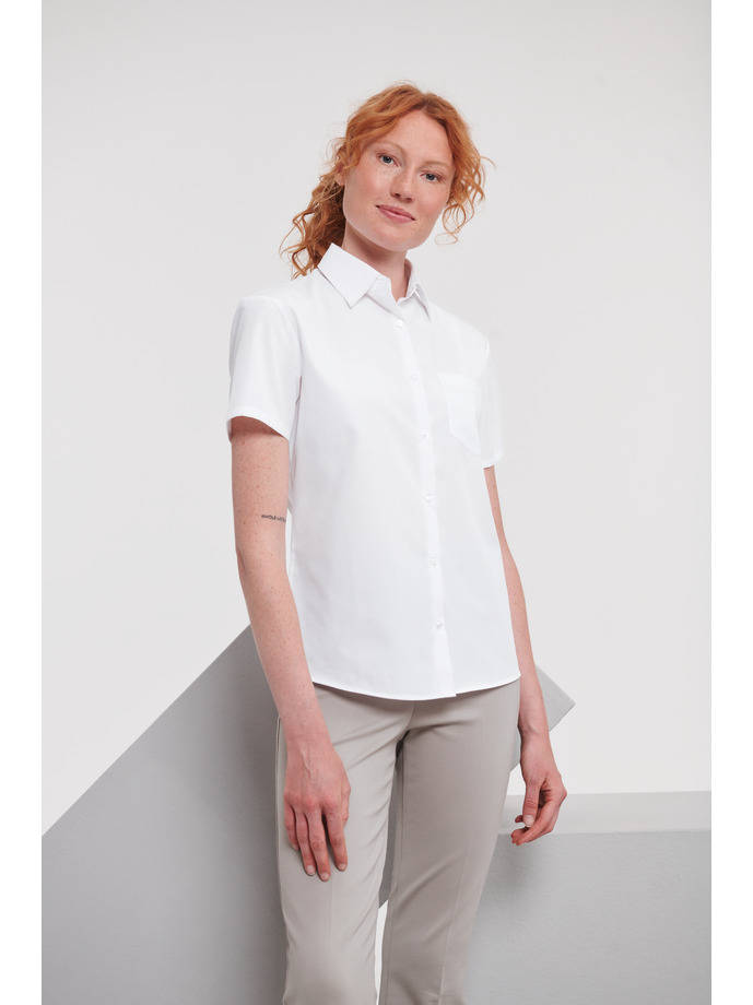 Vanity Fair Lingerie Ladies' Short Sleeve Classic Polycotton Poplin Shirt White 1