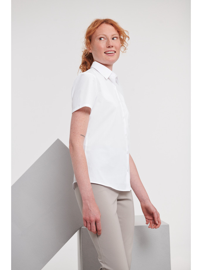 Vanity Fair Lingerie Ladies' Short Sleeve Classic Polycotton Poplin Shirt White 3