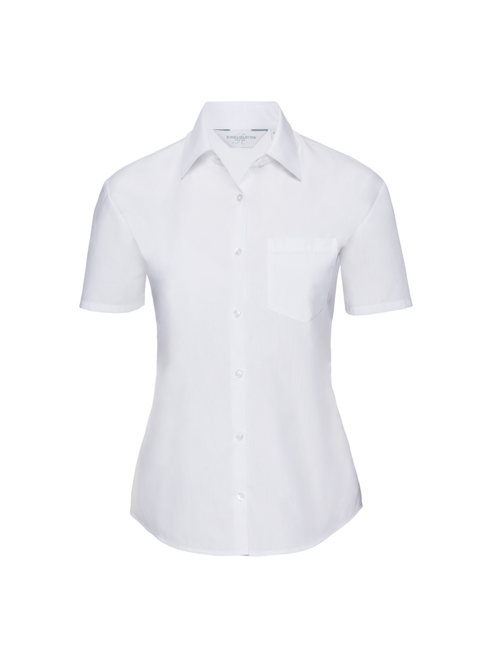 Vanity Fair Lingerie Ladies' Short Sleeve Classic Polycotton Poplin Shirt White 5