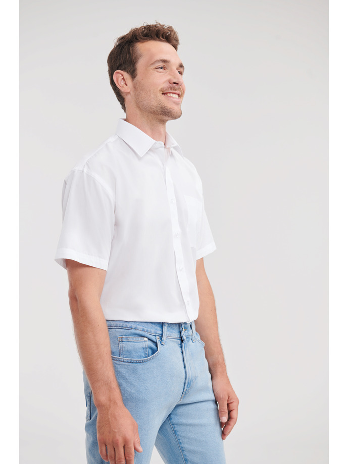 Vanity Fair Lingerie Men's Short Sleeve Classic Polycotton Poplin Shirt White 3