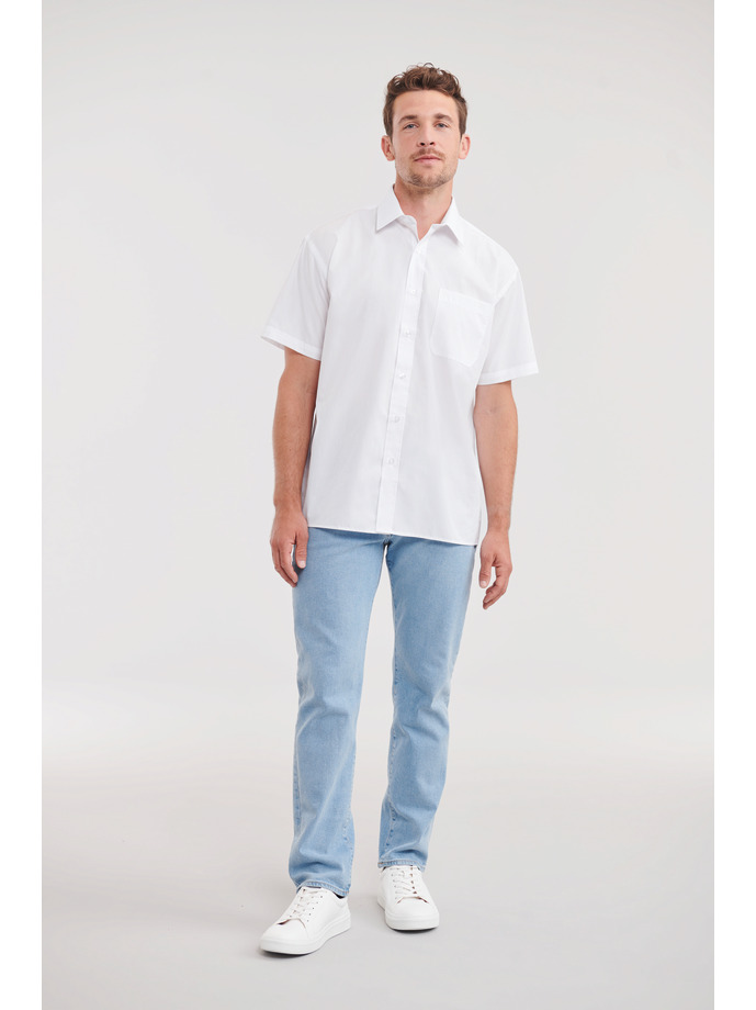Vanity Fair Lingerie Men's Short Sleeve Classic Polycotton Poplin Shirt White 4