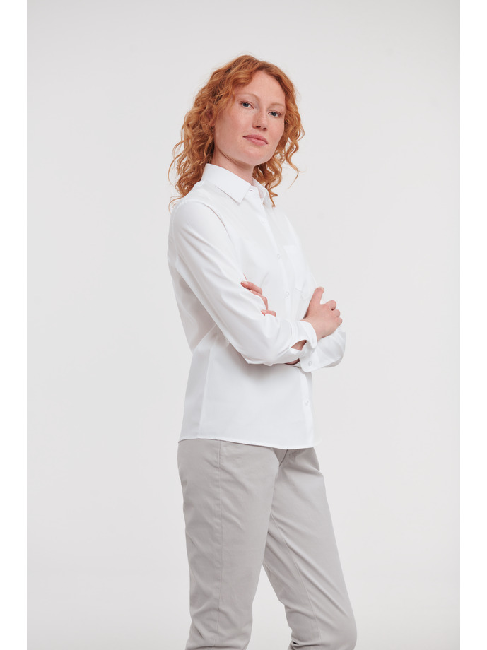 Vanity Fair Lingerie Ladies' Long Sleeve Classic Pure Cotton Poplin Shirt White 3