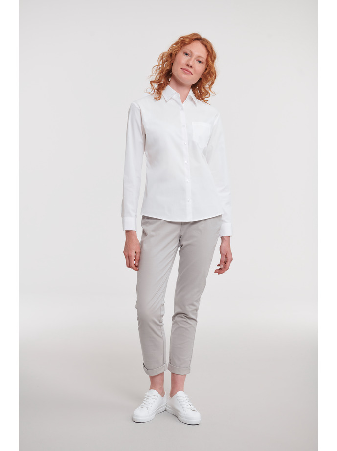 Vanity Fair Lingerie Ladies' Long Sleeve Classic Pure Cotton Poplin Shirt White 4