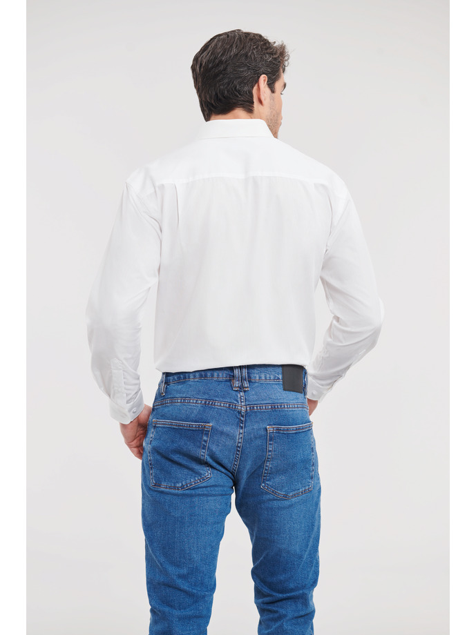 Vanity Fair Lingerie Men's Long Sleeve Classic Pure Cotton Poplin Shirt White 2