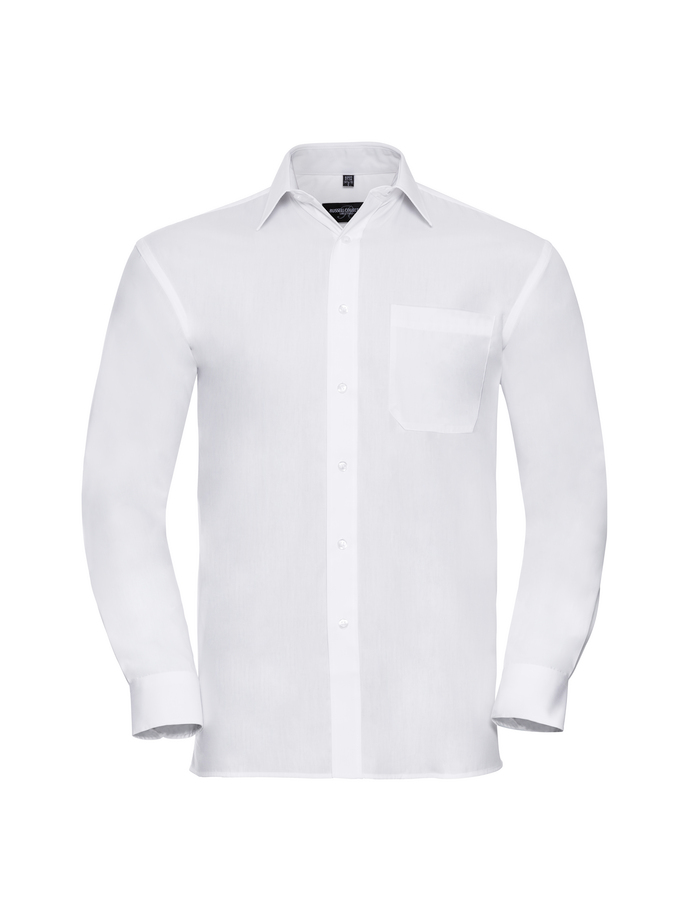 Vanity Fair Lingerie Men's Long Sleeve Classic Pure Cotton Poplin Shirt White 5